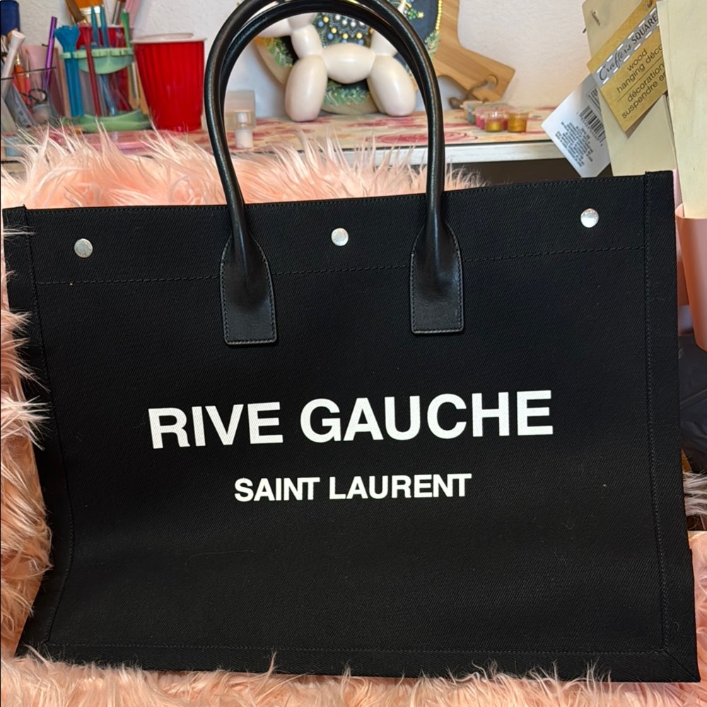 SOLD - Saint Laurent Rive Gauche Tote Bag in Canvas